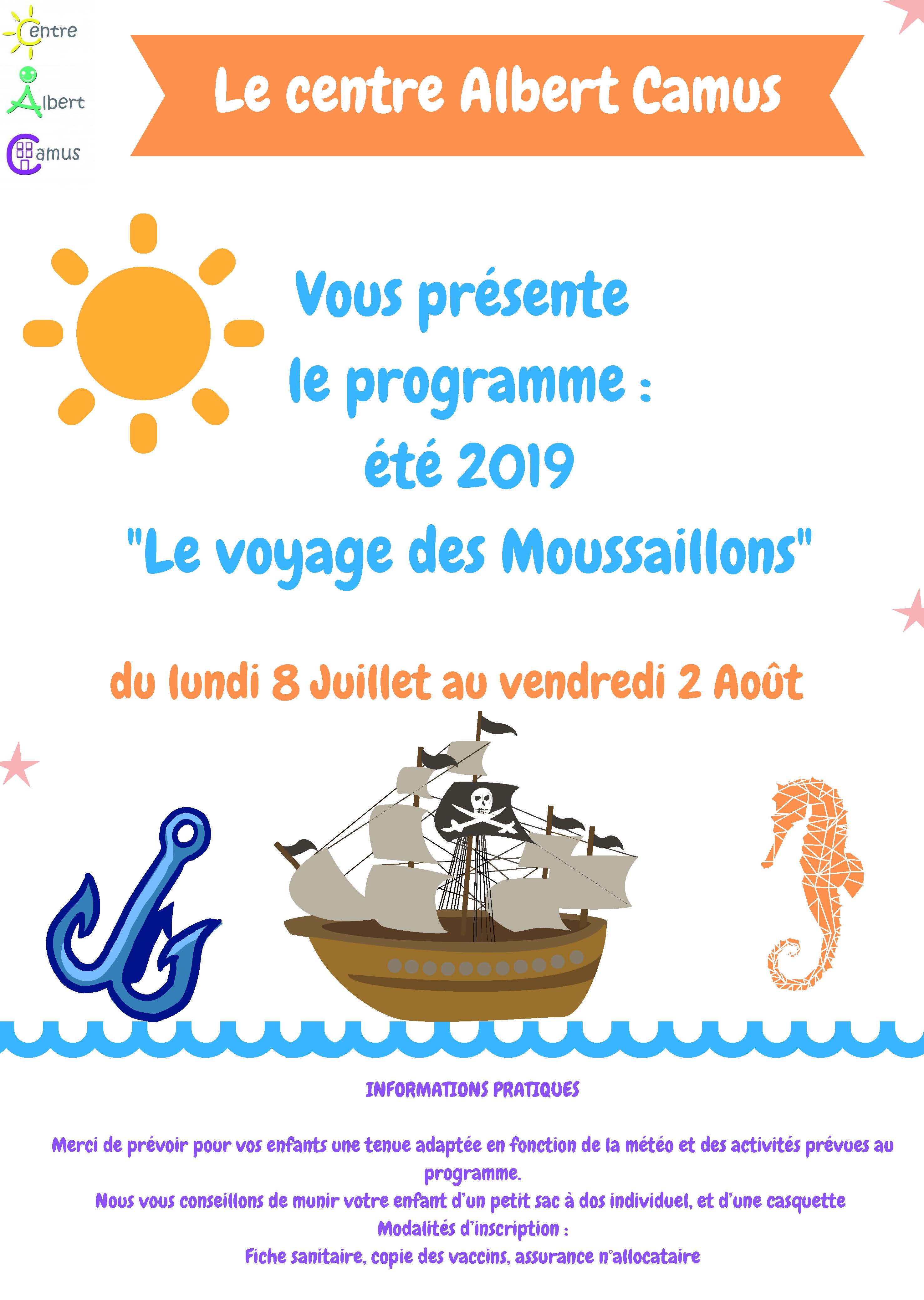 Centre Albert Camus - Programme de l'été "Le voyage des moussaillons" - Aix-en-Provence